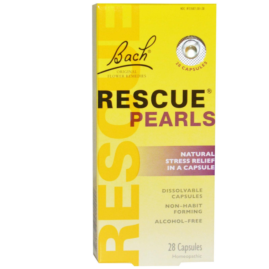 Buy Bach Original Flower Essences Rescue Pearls Natural Stress Relief in a Capsule 28 Capsules Online Australia Ausherb