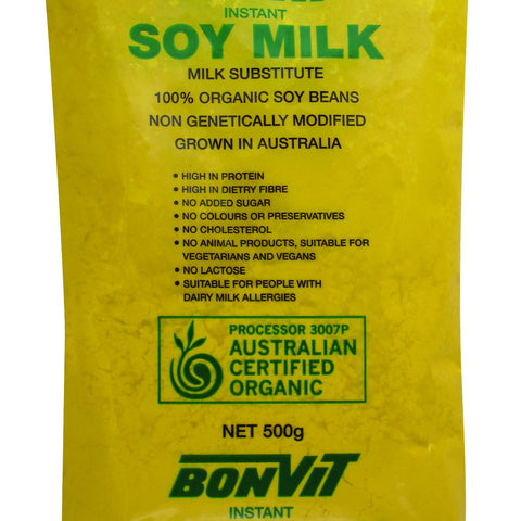 Buy Bonvit Instant Soy Milk Powder Organic & Non-GMO 500g Superfoods Online Australia Ausherb