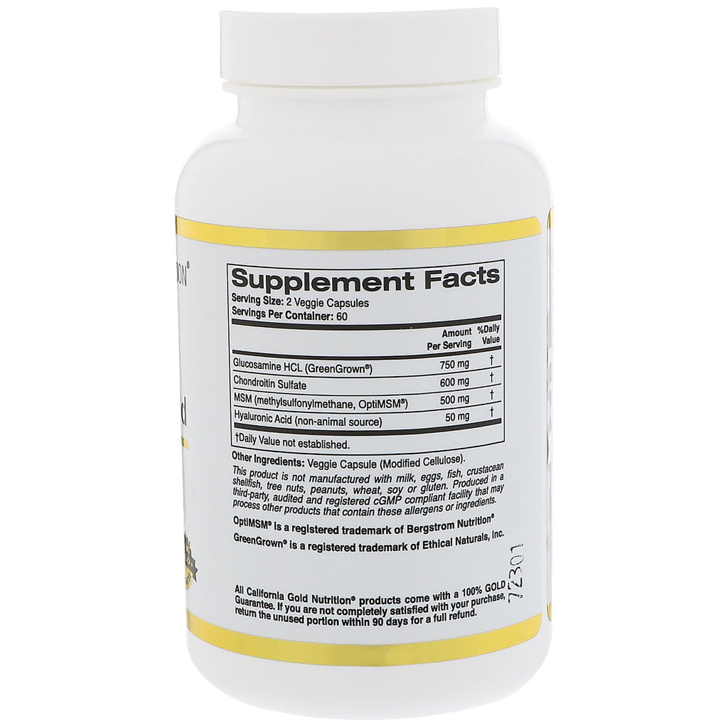 Buy California Gold Nutrition Glucosamine Chondroitin MSM Plus Hyaluronic Acid 120 Veggie Caps Online Australia Ausherb 1