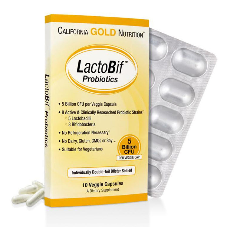 Buy California Gold Nutrition LactoBif Probiotics, 5 Billion CFU 10 Veggie Caps Online Australia Ausherb