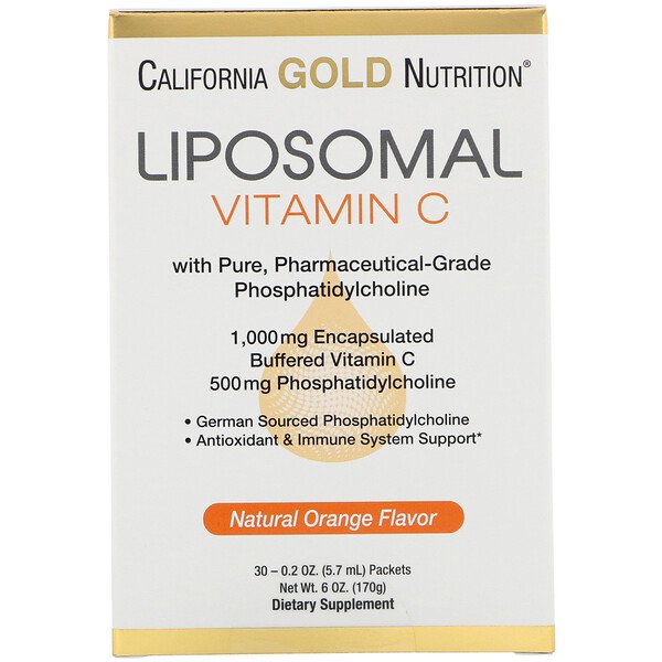 Buy California Gold Nutrition Liposomal Vitamin C Natural Orange Flavor 1000mg 30 Packets 0.2 oz (5.7ml) Each Online Australia Ausherb