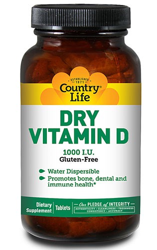 Buy Country Life, Dry Vitamin D, Gluten Free, 1,000 IU, 100 Tablets Online Australia Ausherb