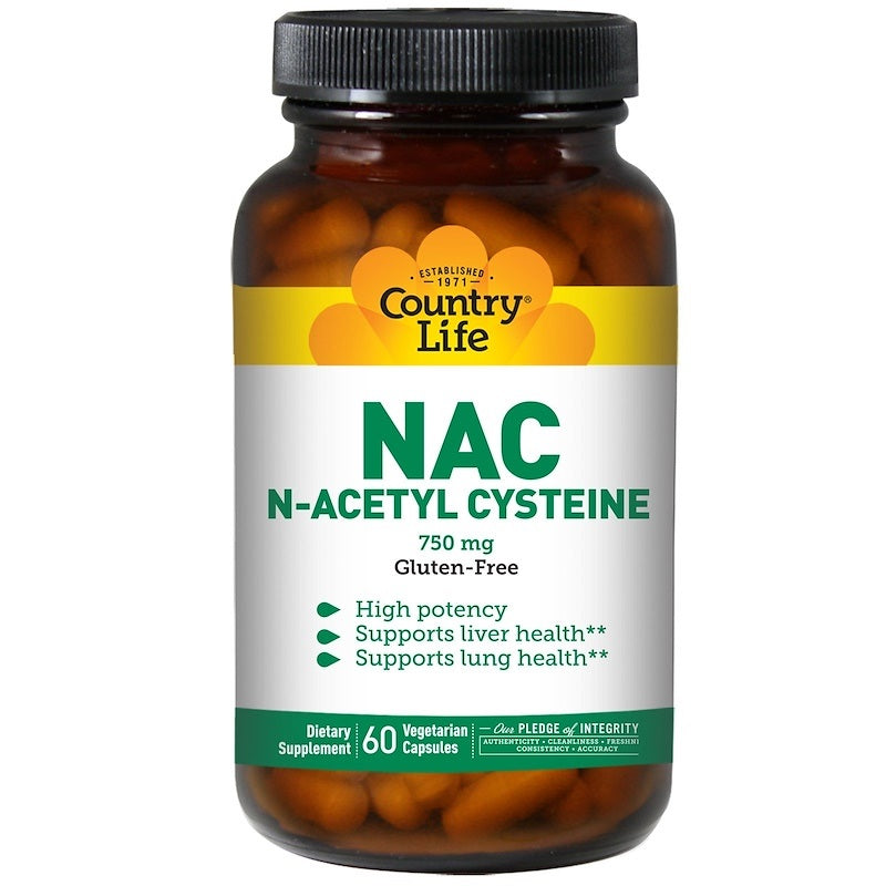 Buy Country Life, Gluten Free, NAC, N-Acetyl Cysteine, 750 mg, 60 Veggie Capsules Online Australia Ausherb