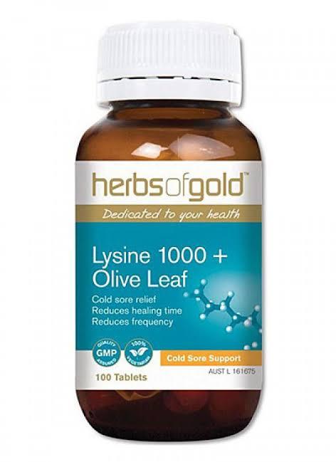 Buy Herbs of Gold Lysine 1000 Olive Leaf 100 Tablets Online Australia Ausherb