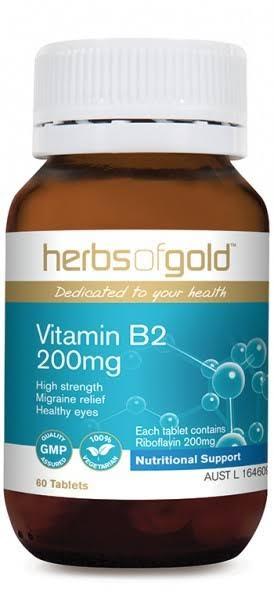 Buy Herbs of Gold Vitamin B2 200mg 60 Tablets Online Australia Ausherb