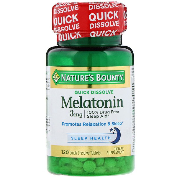 Nature's Bounty Melatonin Natural Cherry Flavor 3mg 120 Quick Dissolve Tablets