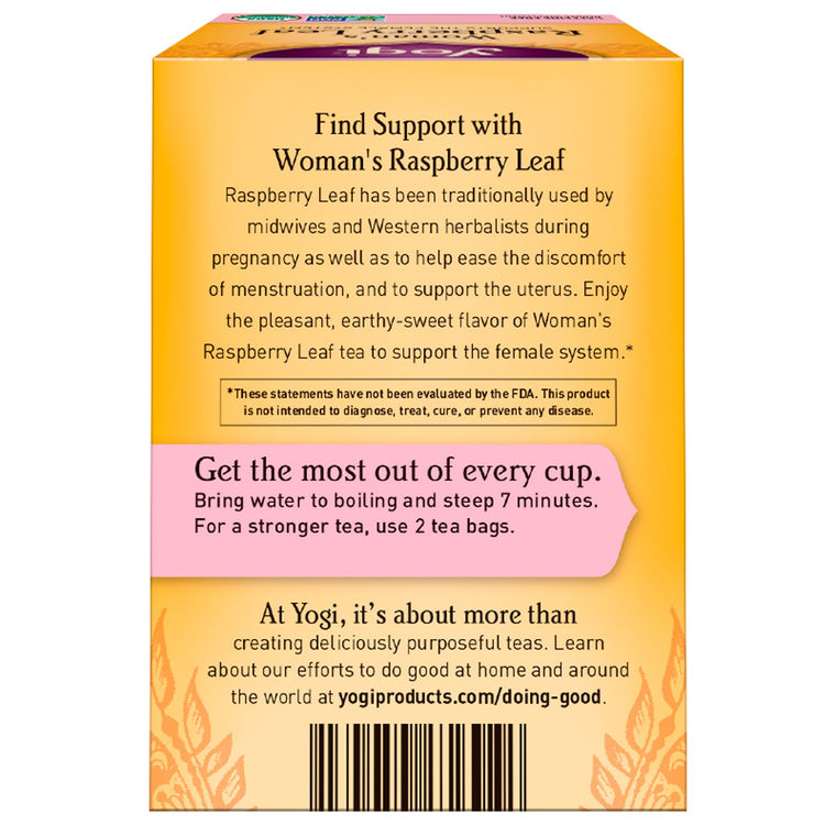 Yogi Tea Woman's Raspberry Leaf Caffeine Free 16 Tea Bags 1.02 oz (29g)