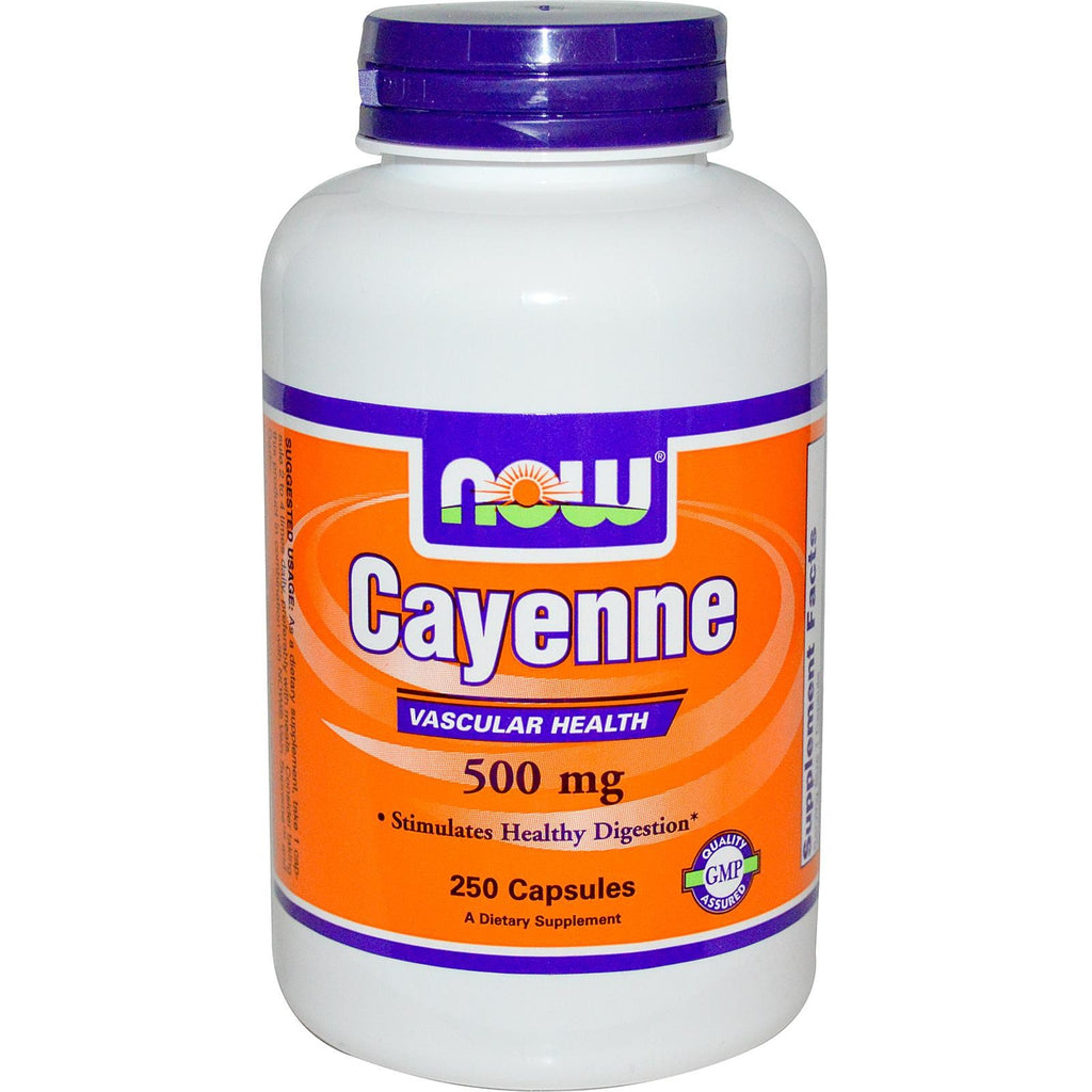 Now Foods Cayenne 500mg 250 Capsules 40,000 Heat Units