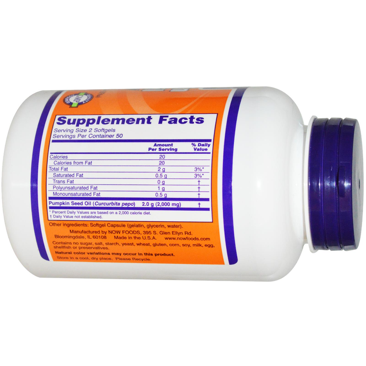 Now Foods Pumpkin Seed Oil 1000mg 100 Softgels - Dietary Supplement