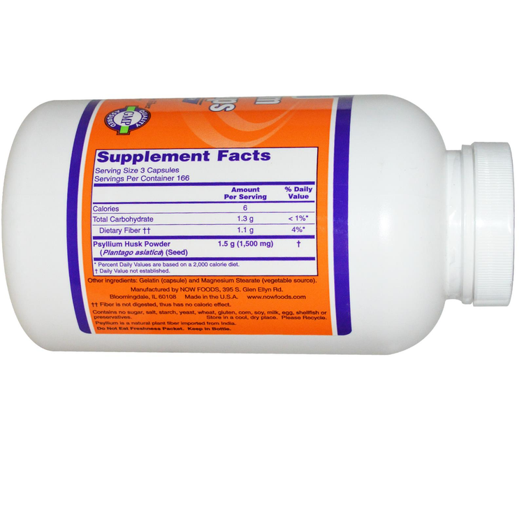 Now Foods Psyllium Husk Caps 500 Capsules - Dietary Supplement