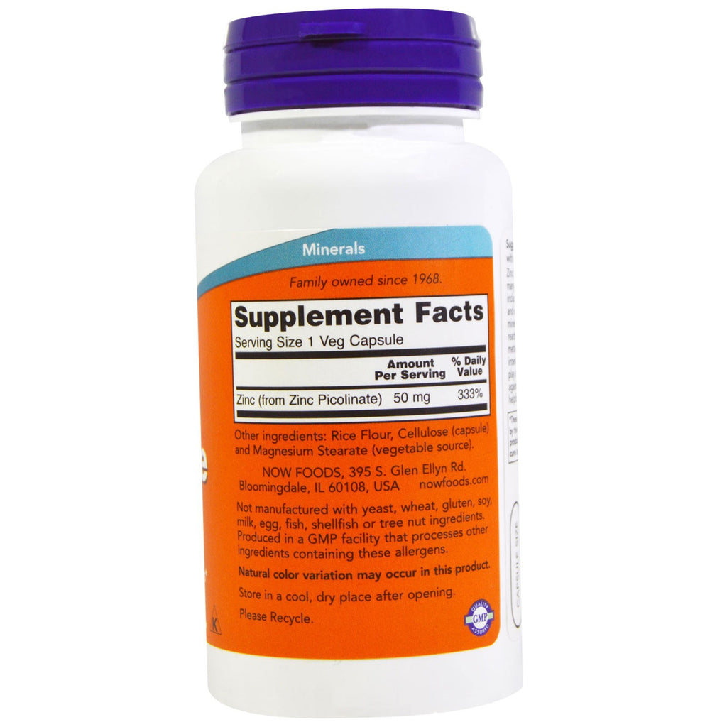 Now Foods Zinc Picolinate 50mg 120 Veggie Capsules