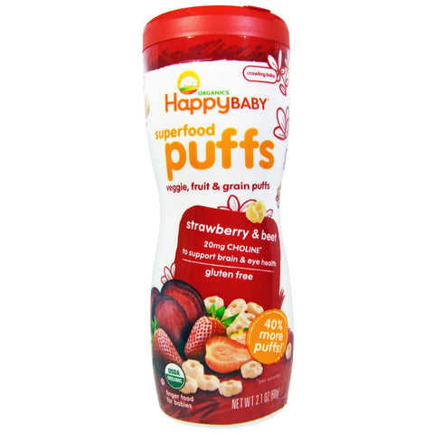 Nurture Inc. (Happy Baby), Organics Superfood Puffs, Finger Food, Strawberry & Beet, 2.1 oz (60 g)